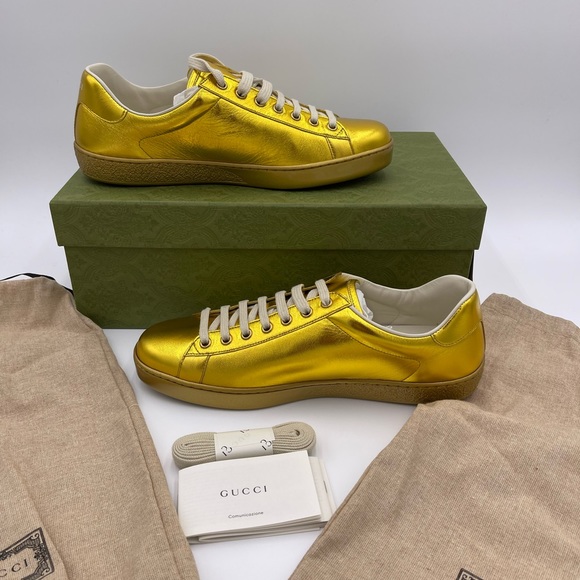 Gucci Shoes Gucci Metallic Gold Ace Sneakers Poshmark